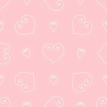 Hearts background to Valentines Day. Seamless texture with curves lines. Vector Stock Illustration