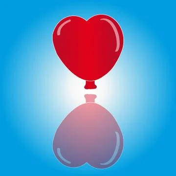 Hearts balloon on blue background Stock Illustration