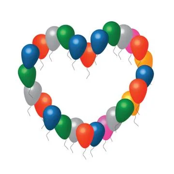 Hearts with balloons Stock Illustration
