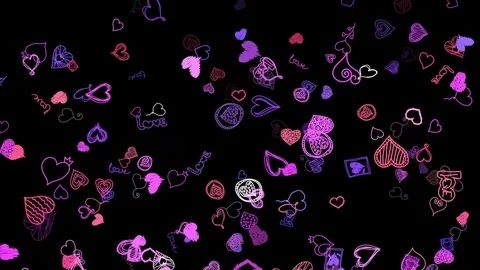 Hearts on black background 스톡 동영상 74456221