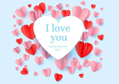 Hearts on blue background. Stock Illustration