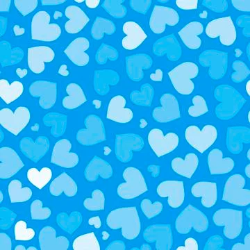 Hearts on blue, seamless pattern Stock Illustration