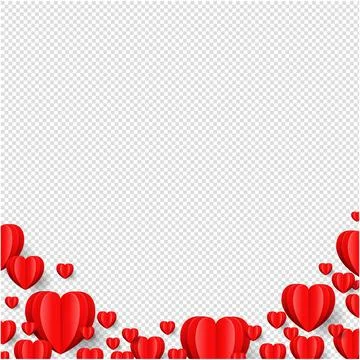 Hearts Border Isolated Transparent Background Stock Illustration