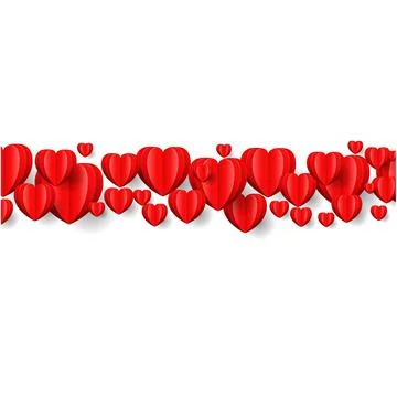 Hearts Border Isolated White Background Stock Illustration