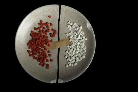 Hearts on a broken plate Stock Photos