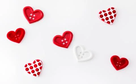 Hearts buttons composition in white background for valentines day Stock Photos