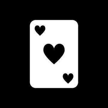 Hearts card solid icon. Playing card vector illustration isolated on black Stock Illustration