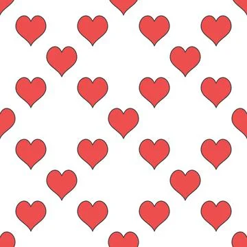 Hearts Card Suit vector red minimal seamless pattern or background イラスト素材