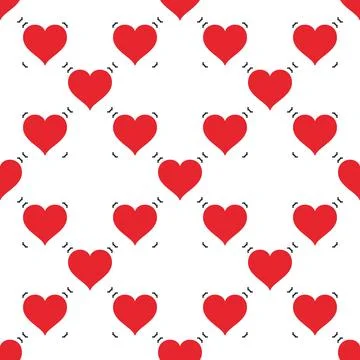 Hearts Card Suit vector simple red solid seamless pattern or background Illustrazione stock