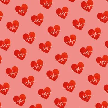 Hearts cardio pattern background Illustrazione stock