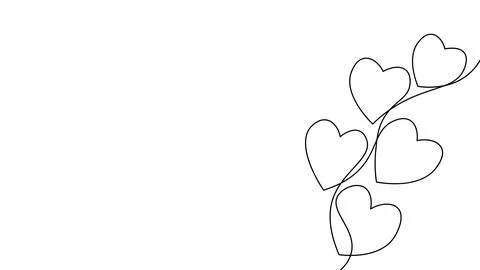 Hearts chain single continuous line art. Romantic love date relationship couple Stock-Illustration