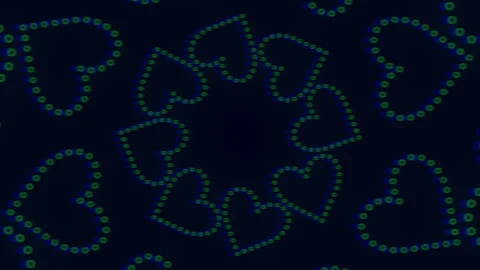 Hearts of circles a charming circular pattern on a black background Stock-Footage 289238210