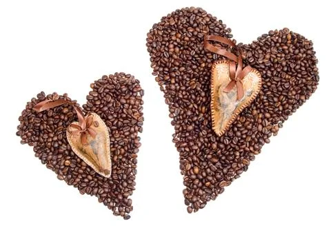 Hearts of coffee beans Stock Photos