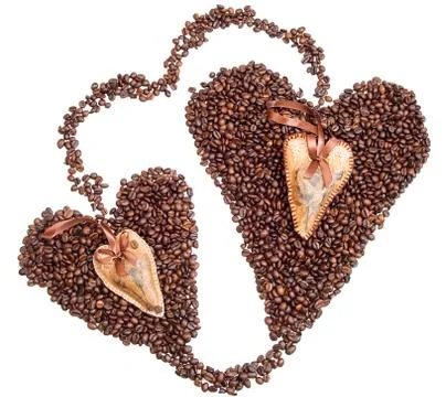Hearts of coffee beans Stock Photos