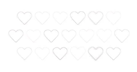 Hearts collection valentine's day elements thin outline Stock Illustration