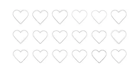 Hearts collection valentine's day elements thin outline Stock Illustration