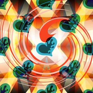 Hearts on a colored geometric background Stock Illustration