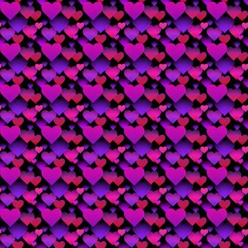 Hearts, colorful gradient pattern for Valentine's day on a black background. 스톡 일러스트