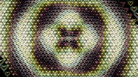 Hearts in a colorful pattern on a dark background Stock Illustration