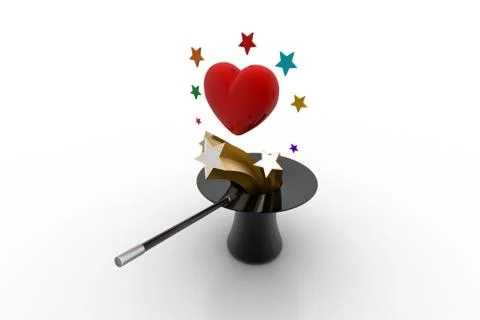 Hearts coming from magic hat Free Stock Illustration