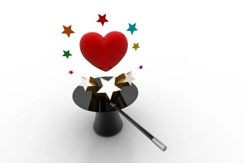Hearts coming from magic hat Free Stock Illustration