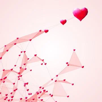 Hearts connected background for social network advertising and Valentines Day Stock Illustration