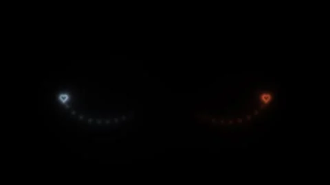 Hearts connecting through a glowing path in a dark setting Stock Footage 338228171