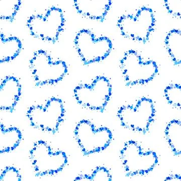 Hearts contours on white, seamless pattern Stock Illustration