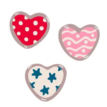 Hearts decorated with patterns. Valentine's day decoration. Illustrazione stock