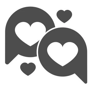 Hearts in dialogue box, speach bubble solid icon, dating concept, love messege 스톡 일러스트