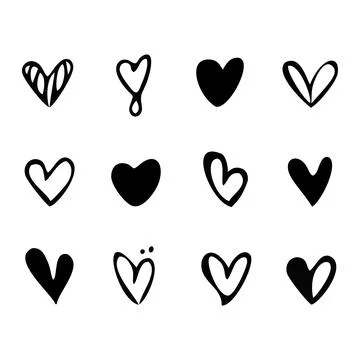 Hearts of different shapes Stock Illustration