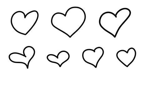 Hearts of different shapes. Vector elements for design. Illustrazione stock