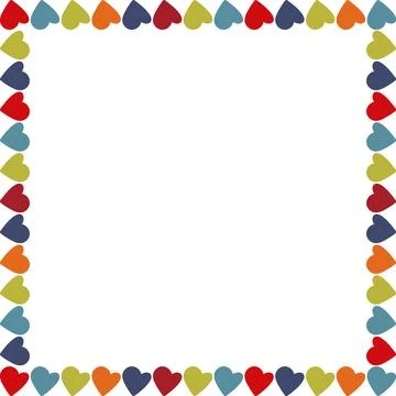 Hearts doodle elements frame. Cute hand drawn empty frame box. Frame with emp 스톡 일러스트