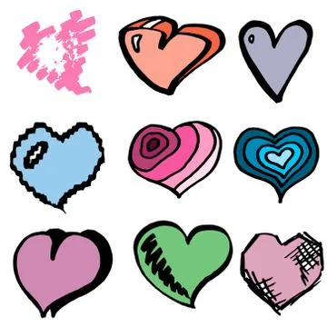 Hearts. Drawn by hand. Vector Stock Illustration