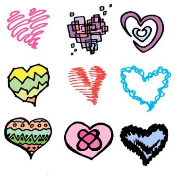 Hearts. Drawn by hand. Vector Stock Illustration
