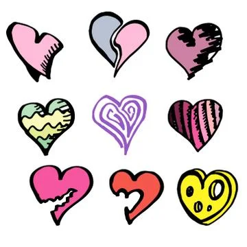 Hearts. Drawn by hand. Vector Stock Illustration