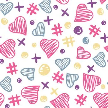 Hearts elements seamless pattern. 14 february. Valentine Day backdrop. Stock Illustration