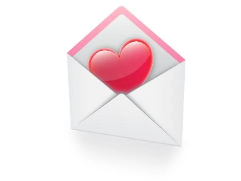 Hearts in email vector illustration Stock Illustration