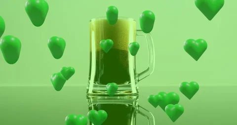 Hearts emerging off-screen floating around glass mug, forming halo to accent Vidéo 329455153