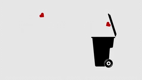 Hearts entering a trash bin animation Stock Footage 337244638