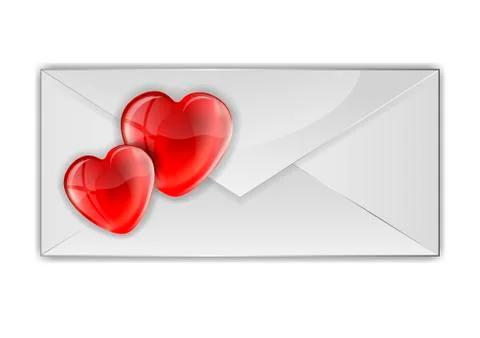 Hearts on the envelope 스톡 일러스트