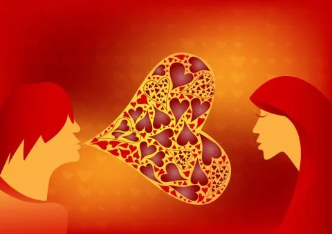 Hearts &amp; faces Stock Illustration