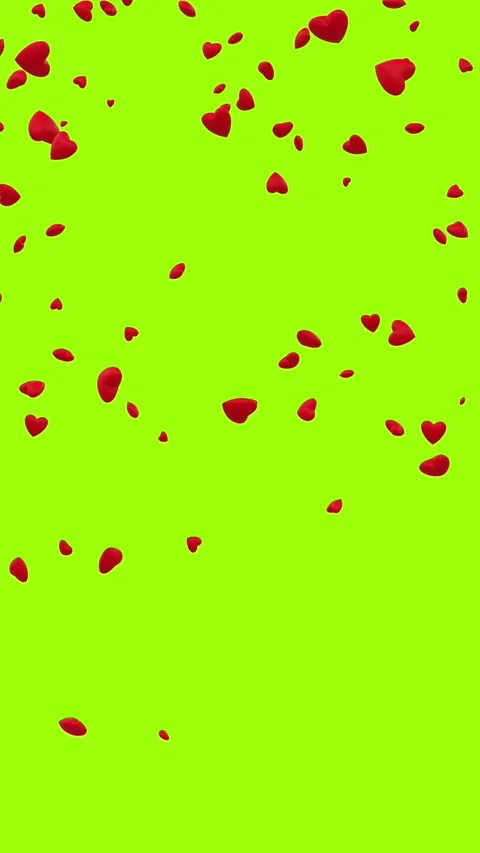 Hearts falling gently from the top of the image - 3D rendering Vidéo 296356265
