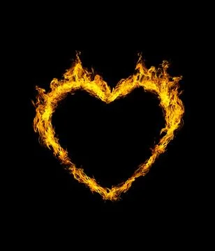 Hearts of fire in black background Stock Illustration