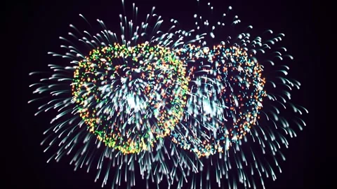 Hearts Fireworks. Video stock 297169624