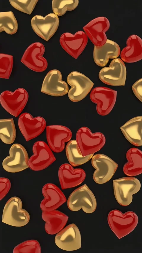 Hearts float and move on a black background with red and golden colors crea.. Stock Footage 325860853