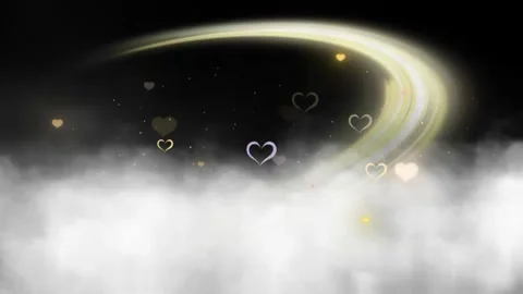 Hearts floating in cloudy night sky with glowing light Stock-Footage 338004418