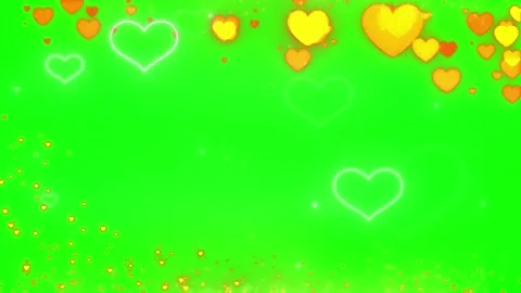 Hearts floating on green background with sparkles Stock Footage 338217164
