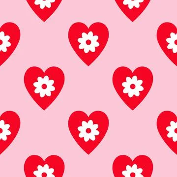 Hearts with flowers seamless pattern Illustrazione stock
