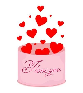 Hearts fly out of the box. I love you Stock Illustration